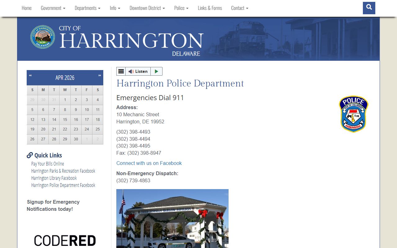 Harrington police department felony records page