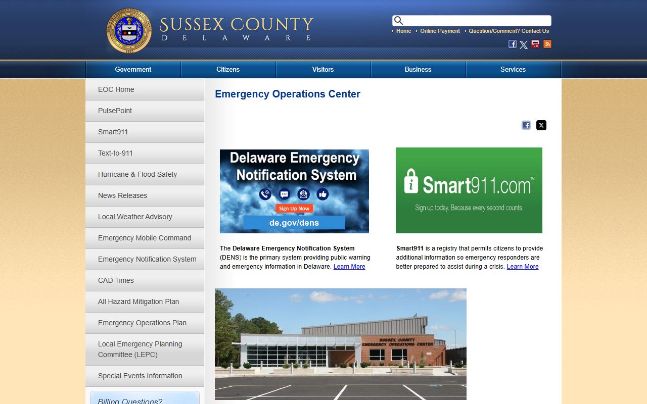 Sussex County Emergency Operations Center page tied to felony records response work