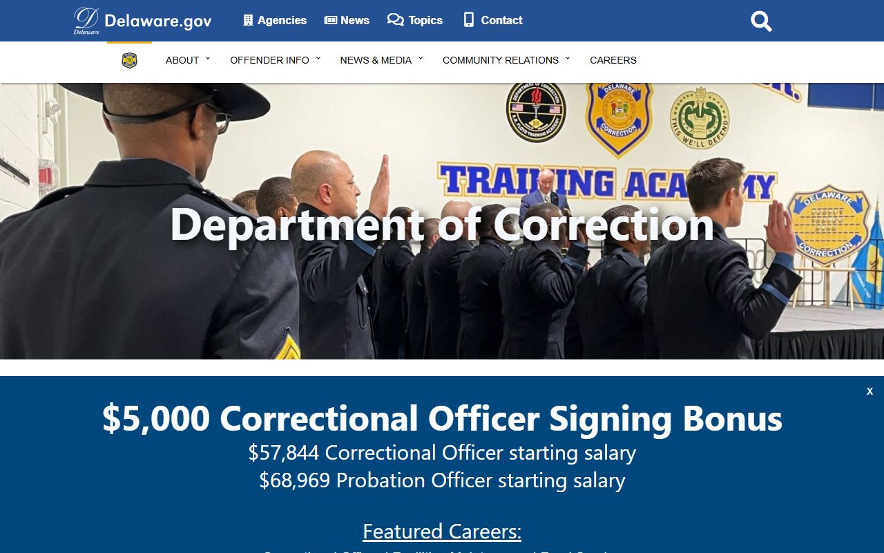 Delaware Department of Correction inmate lookup for felony records