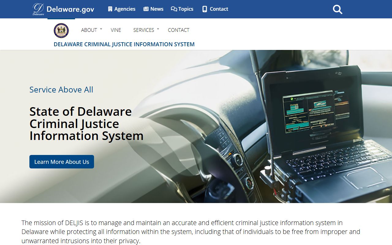 DELJIS Delaware Criminal Justice Information System portal for felony records
